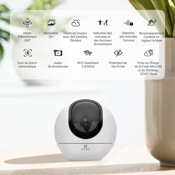 EZVIZ – Caméra IP Wi-Fi intérieur panoramique 2K+ 4MP – C6 – EZVIZ C6 2K+ (4MP)