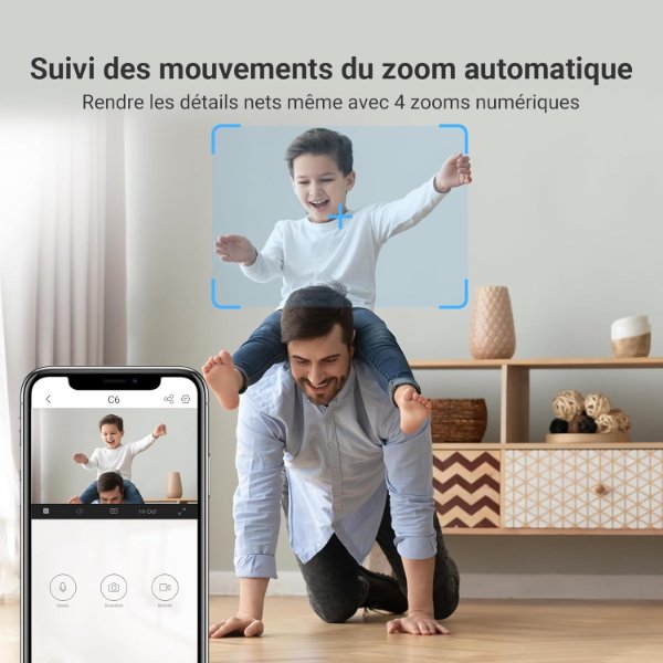 EZVIZ – Caméra IP Wi-Fi intérieur panoramique 2K+ 4MP – C6 – EZVIZ C6 2K+ (4MP)