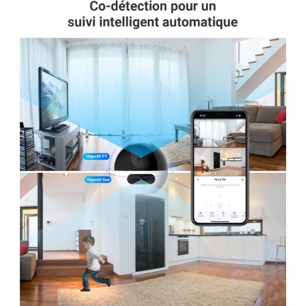 EZVIZ – Caméra IP Wi-Fi à double objectif panoramique et inclinable – C7 Dual 2K+ – EZVIZ C7 Dual 2K+ (4MP)