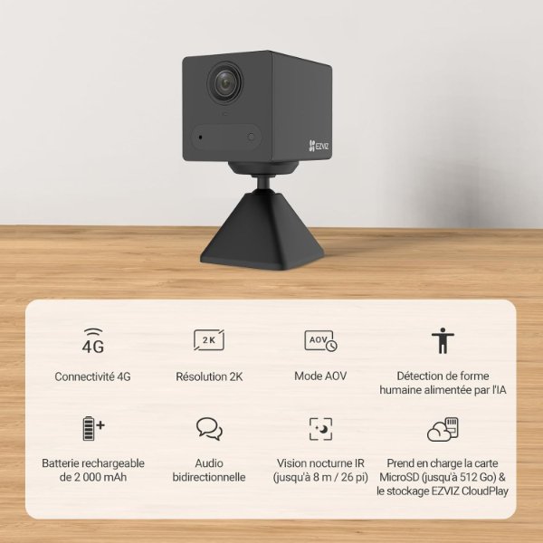 EZVIZ – Caméra 4G intelligente avec batterie – CB2 4G – EZVIZ CB2 4G (4MP)