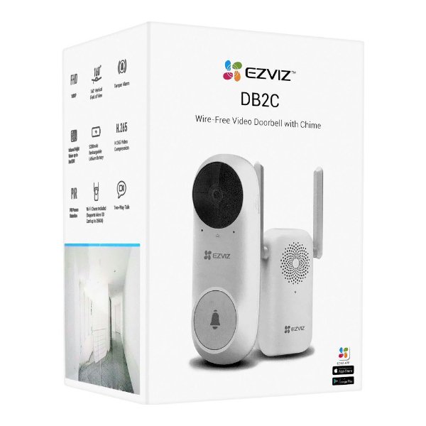 EZVIZ – Sonnette vidéo sans fil avec carillon, Wi-Fi, étanche, vidéo 2K, batterie – DB2C – EZVIZ DB2C