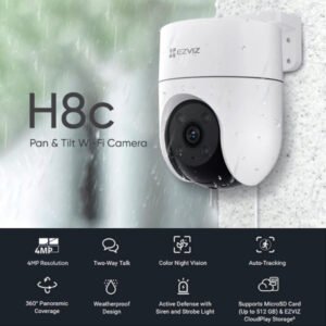 EZVIZ – Caméra IP Wi-Fi d’extérieur panoramique et inclinable 2K+ 4MP Jour/Nuit – CS-H8c – EZVIZ H8c 2K+ (4MP)