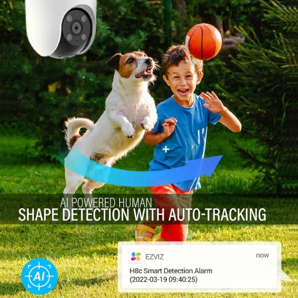 EZVIZ – Caméra IP Wi-Fi d’extérieur panoramique et inclinable 2K+ 4MP Jour/Nuit – CS-H8c – EZVIZ H8c 2K+ (4MP)