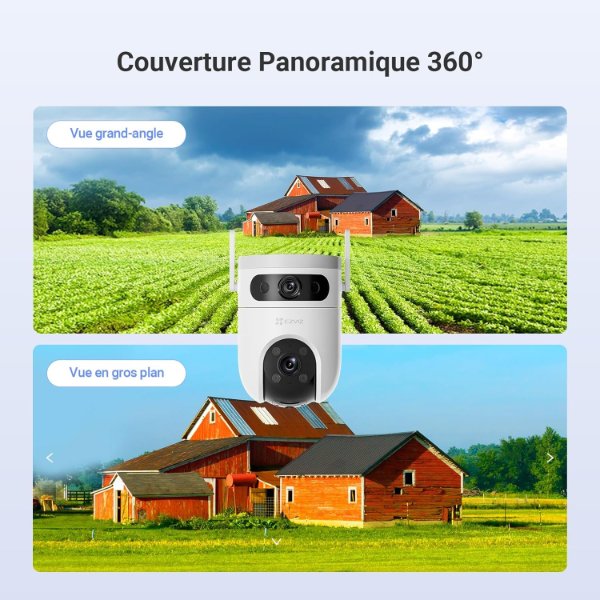 EZVIZ – Caméra IP Wi-Fi extérieur à double objectif panoramique et inclinable Jour/Nuit – EZVIZ H9c Dual 2K (3MP)