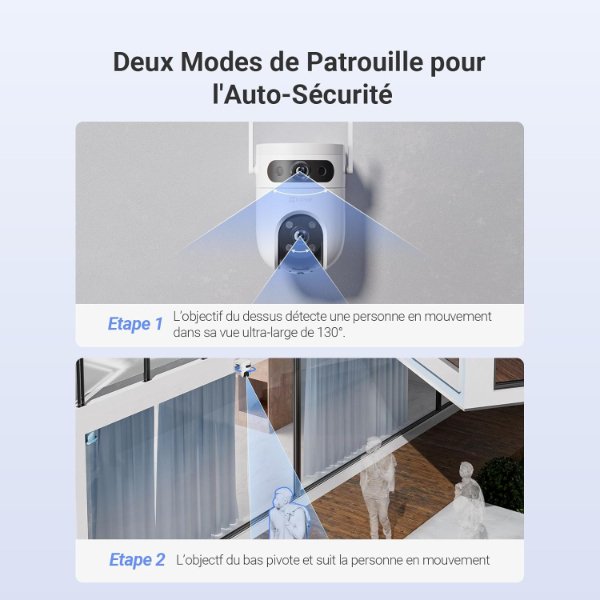 EZVIZ – Caméra IP Wi-Fi extérieur à double objectif panoramique et inclinable Jour/Nuit – EZVIZ H9c Dual 2K (3MP)