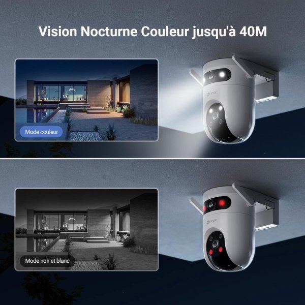 EZVIZ – Caméra IP Wi-Fi extérieur à double objectif panoramique et inclinable Jour/Nuit – EZVIZ H9c Dual 2K (3MP)