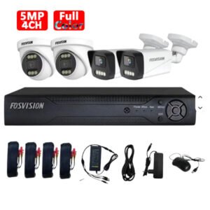 AHD Kit 4 Caméras De Surveillance Analogic 5MP Full Couleur – FOSVISION FS-318/638N50LS-4CH (5MP)