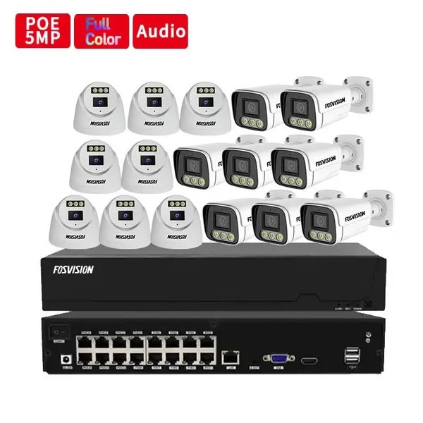 NVR Kit 16 Caméras De Surveillance IP PoE 5MP Full Couleur+Audio – FOSVISION FS-3358/4K58N-PRO-16CH (5MP)