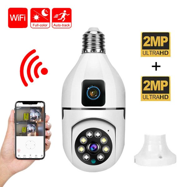 Lampe Caméra WiFi 360° à double objectif 2MP+2MP – Lampe Caméra WiFi FS380L2 (4MP)