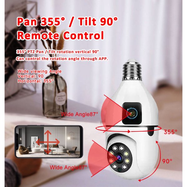 Lampe Caméra WiFi 360° à double objectif 2MP+2MP – Lampe Caméra WiFi FS380L2 (4MP)