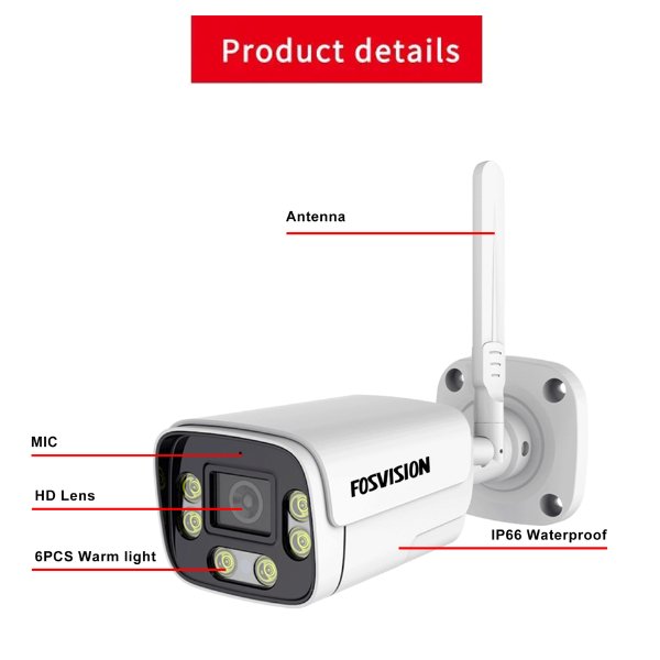 Oeil Caméra Bullet WiFi Full Couleur 3MP Extérieure – FOSVISION FS-C6F-W-3M (3MP)