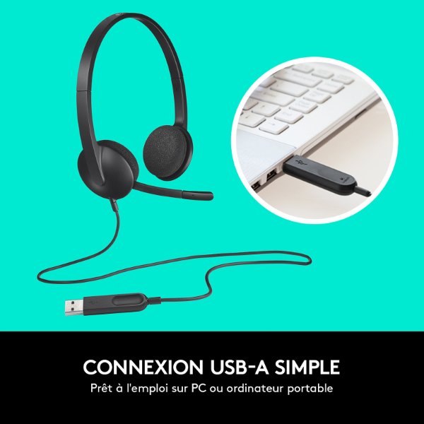 Casque Ordinateur USB Filaire Logitech H340 – Logitech USB Headset H340