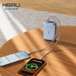 Power Bank 10000mAh – 38.5W Ultra Rapide – Câble Type-C et Câble lightning Intégré – HEPU HP-A41 (10000mAh)