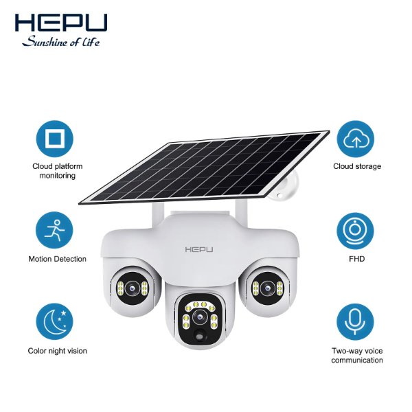 PTZ Caméra solaire 4G à 3 objectif – HEPU HP-CM10