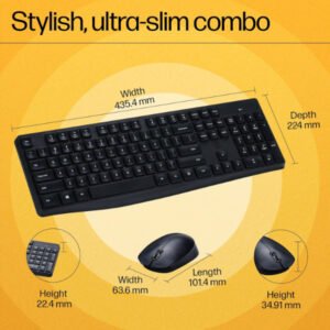 Ensemble clavier + souris sans fil connectivité avec Dongle USB – QWERTY, Anglais – HP CS10 (Original)