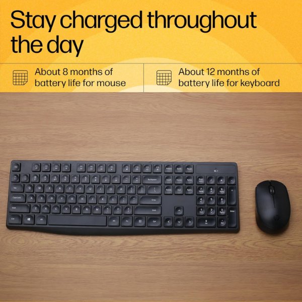 Ensemble clavier + souris sans fil connectivité avec Dongle USB – QWERTY, Anglais – HP CS10 (Original)