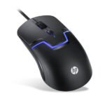 Souris ergonomique filaire 4 boutons, clics silencieux, 1600 DPI, rétroéclairage RGB – HP M100 Gaming Mouse (Original)