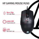 Souris filaire – USB – Gaming avec rétroéclairage RGB, – 6 400 DPI – ergonomique – HP Gaming Mouse M260 (Original)