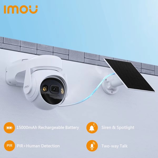 Imou – Caméra IP Wi-Fi extérieur 3MP | Image 3K QHD et vision nocturne intelligente et – Imou Cell PT Wi-Fi 2K (3MP)