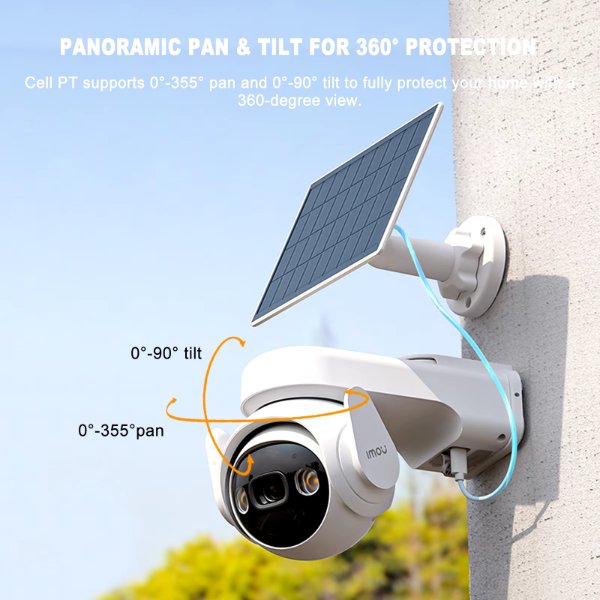 Imou – Caméra IP 4G extérieur 3MP | Image 3K QHD et vision nocturne intelligente et – Imou Cell PT 4G 2K (3MP)
