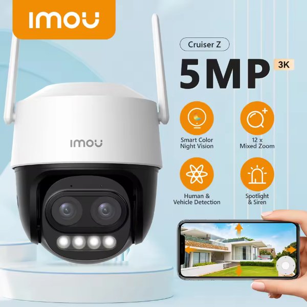 Imou – Caméra IP Wi-Fi extérieur 5MP | Image UHD 3K | Zoom Hybride 12× | Vision Nocturne – Imou Cruiser Z 3K (5MP)