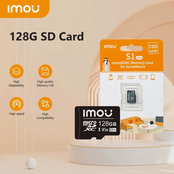 Imou – Carte Mémoire Micro SD 128Gb, pour des enregistrements vidéo en Full HD, la vidéo – Imou ST2-128-S1