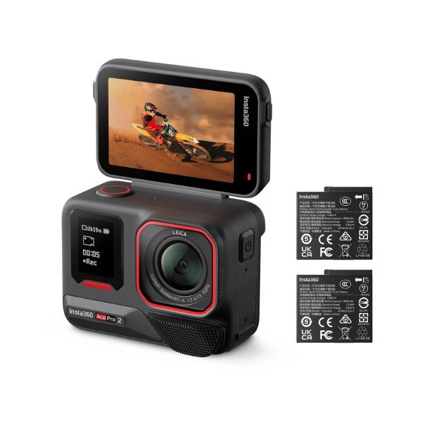 Caméra d’action 8K – Objectif Leica Summarit 13 mm f/2,6 – Stabilisation FlowState – Insta360 Ace Pro 2 Pack Standard Double batterie