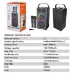 Baffle/Haut-parleur portable sans fil BT avec 2 microphones – OEM JSQ9405