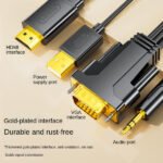Câble VGA Vers HDMI (version standard, avec audio) – JiNGHUA JH-Z140G (2M)