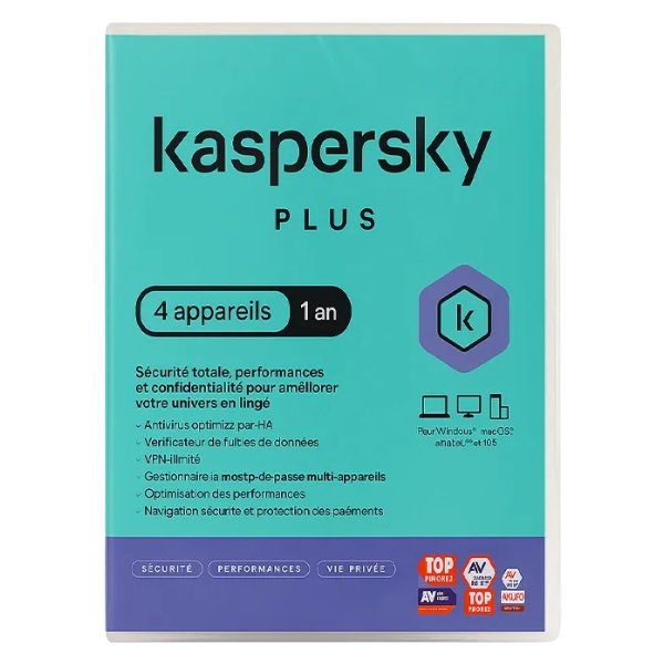 Kaspersky Anti-Virus Plus - Licence 4 postes 1 an