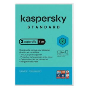 Antivirus Simple – Licence 1 an 2 poste (français, Windows, MacOS, iOS, Android) – Kaspersky Anti-Virus Standard – Licence 2 poste 1 an