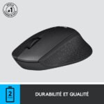 Souris sans fil – droitier – capteur optique 1000 dpi – 3 boutons – Logitech B330 Silent Plus (Original)