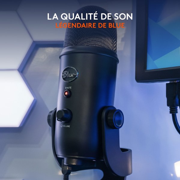 Micro à 3 capsules électrostatiques – directivité multiple – USB – sortie casque – pour – Logitech Blue Yeti USB