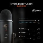 Micro à 3 capsules électrostatiques – directivité multiple – USB – sortie casque – pour – Logitech Blue Yeti USB