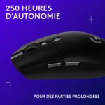 Souris sans fil pour gamer – droitier – capteur optique 12000 dpi – 6 boutons – Logitech G G304 LIGHTSPEED Wireless Gaming Mouse (Original)