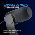 Micro supercardioïde USB – rétroéclairage RGB – Logitech G Yeti GX USB