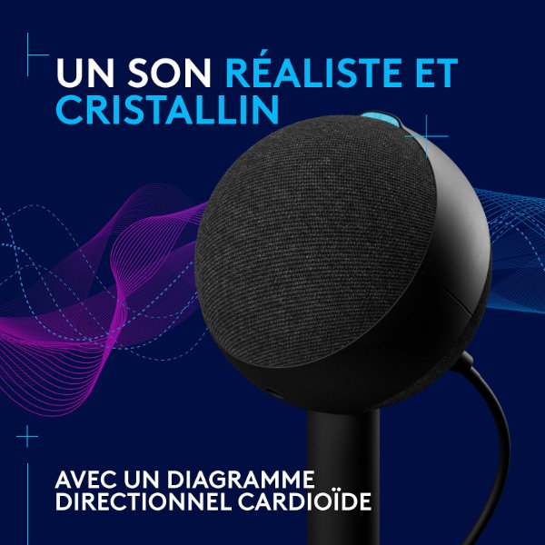 Micro cardioïde USB – rétroéclairage RGB – Logitech G Yeti Orb USB