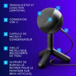 Micro cardioïde USB – rétroéclairage RGB – Logitech G Yeti Orb USB