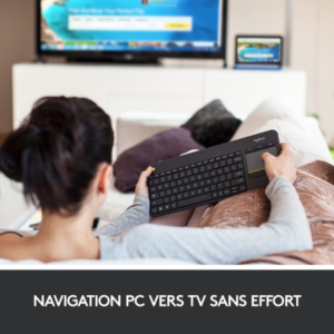 Clavier sans fil – pavé tactile – compatible Android – AZERTY, Français – Logitech K400 Plus (Original)