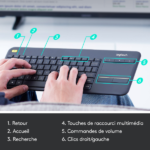 Clavier sans fil – pavé tactile – compatible Android – AZERTY, Français – Logitech K400 Plus (Original)