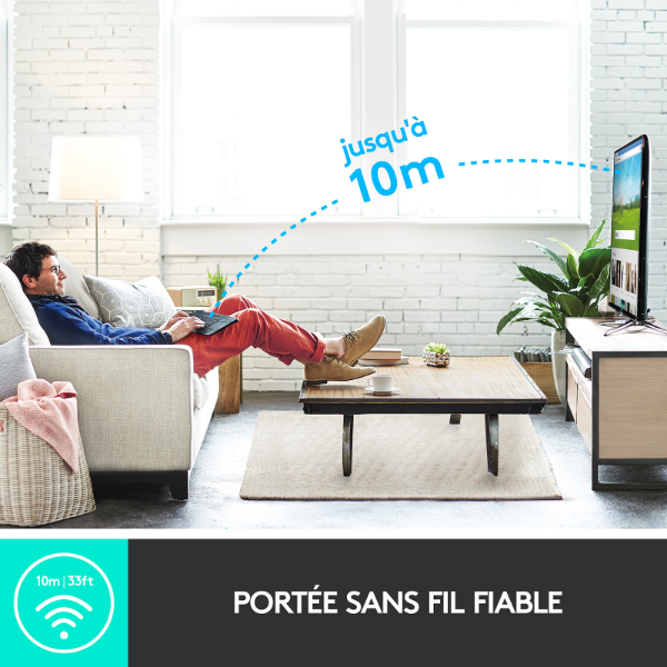 Clavier sans fil – pavé tactile – compatible Android – AZERTY, Français – Logitech K400 Plus (Original)