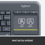 Clavier sans fil – pavé tactile – compatible Android – AZERTY, Français – Logitech K400 Plus (Original)
