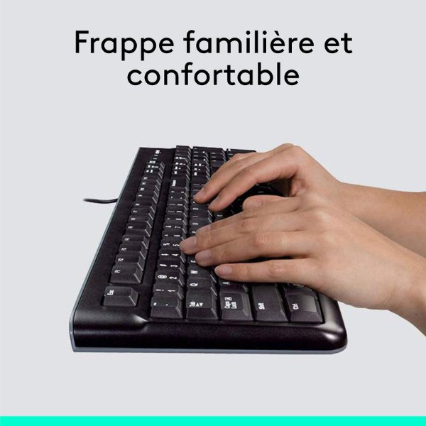 Ensemble clavier + souris filaire – résistant aux éclaboussures – QWERTY, Anglais – Logitech MK120 (Original)