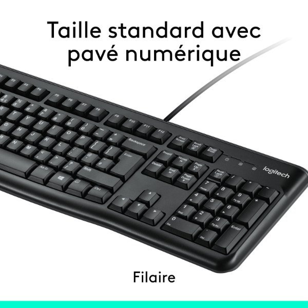 Ensemble clavier + souris filaire – résistant aux éclaboussures – QWERTY, Anglais – Logitech MK120 (Original)
