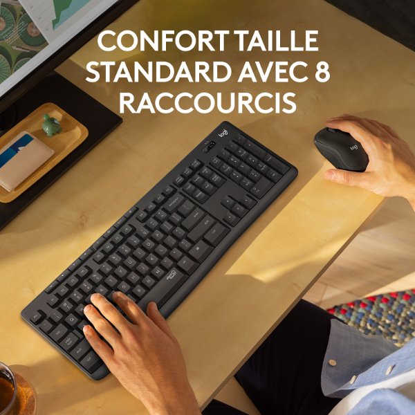 Ensemble clavier + souris sans fil connectivité avec Dongle USB – QWERTY, Anglais – Logitech MK295 (Original)