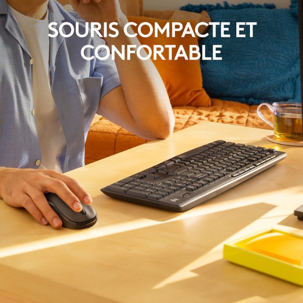Ensemble clavier + souris sans fil connectivité avec Dongle USB – QWERTY, Anglais – Logitech MK295 (Original)