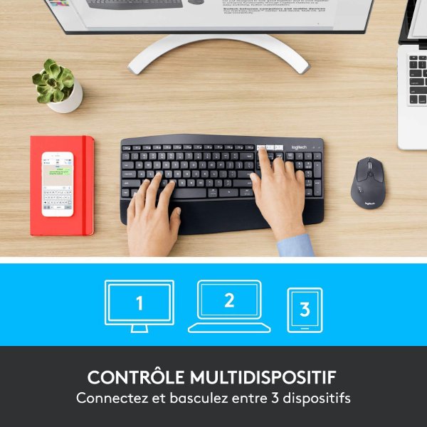 Ensemble clavier + souris sans fil connectivité avec Dongle USB – QWERTY, Anglais – Logitech MK850 Performance (Original)