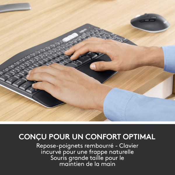 Ensemble clavier + souris sans fil connectivité avec Dongle USB – QWERTY, Anglais – Logitech MK850 Performance (Original)