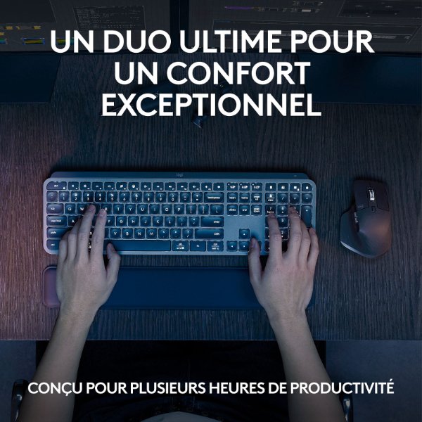 Ensemble sans fil souris + clavier – capteur optique 8000 dpi – 7 boutons – technologie – Logitech MX Keys S Combo (Original)
