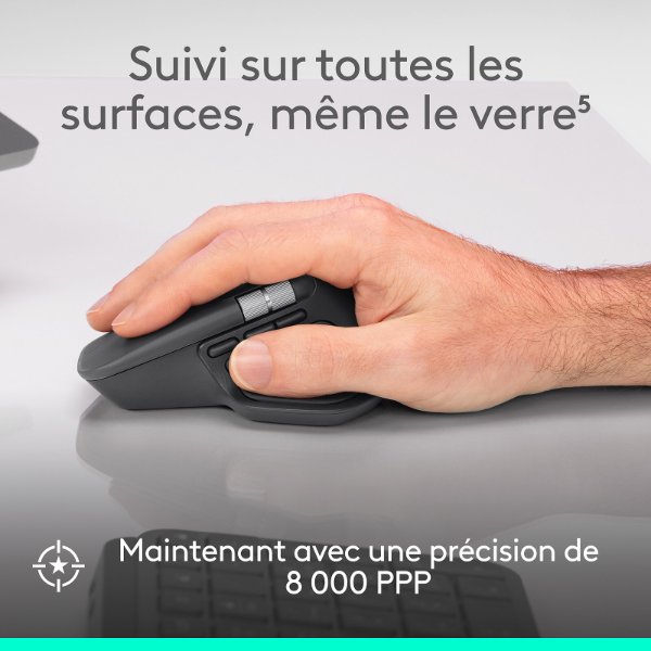 Souris sans fil – droitier – capteur laser 8000 dpi – 8 boutons – molette exclusive pour – Logitech MX Master 4 (Original)